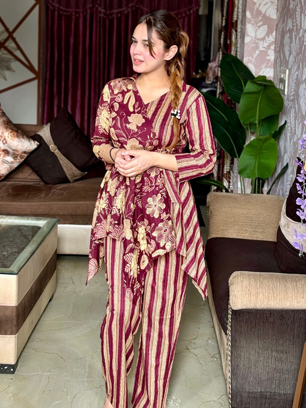 Beautifully Designed Cotton Jaipuri Print Co-Ord Set