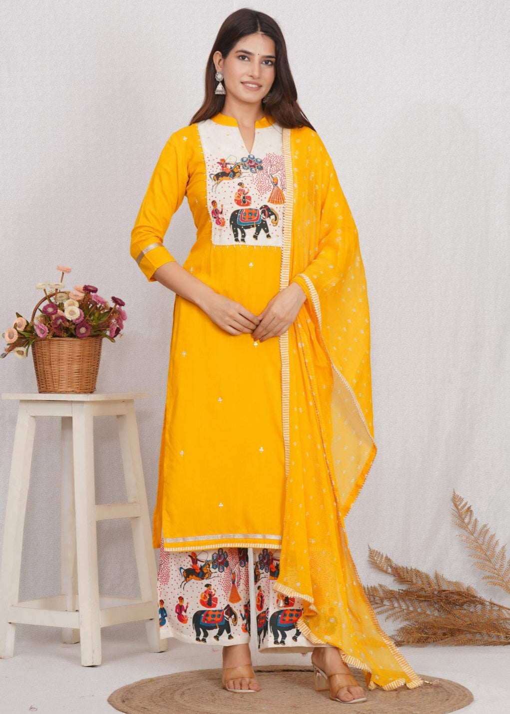 Buy Jaipuri Handicrafted Treditional Kurti Plazzo Set Online