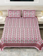 Jaipuri Printed Pink Double Bed Bedsheet with Pillow Covers
