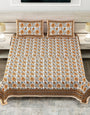 Jaipuri Printed Yellow Double Bed Bedsheet with Pillow Covers