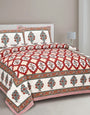 Red Jaipuri Traditional HandBlock Printed Double Bed Bedsheet with Pillow Covers
