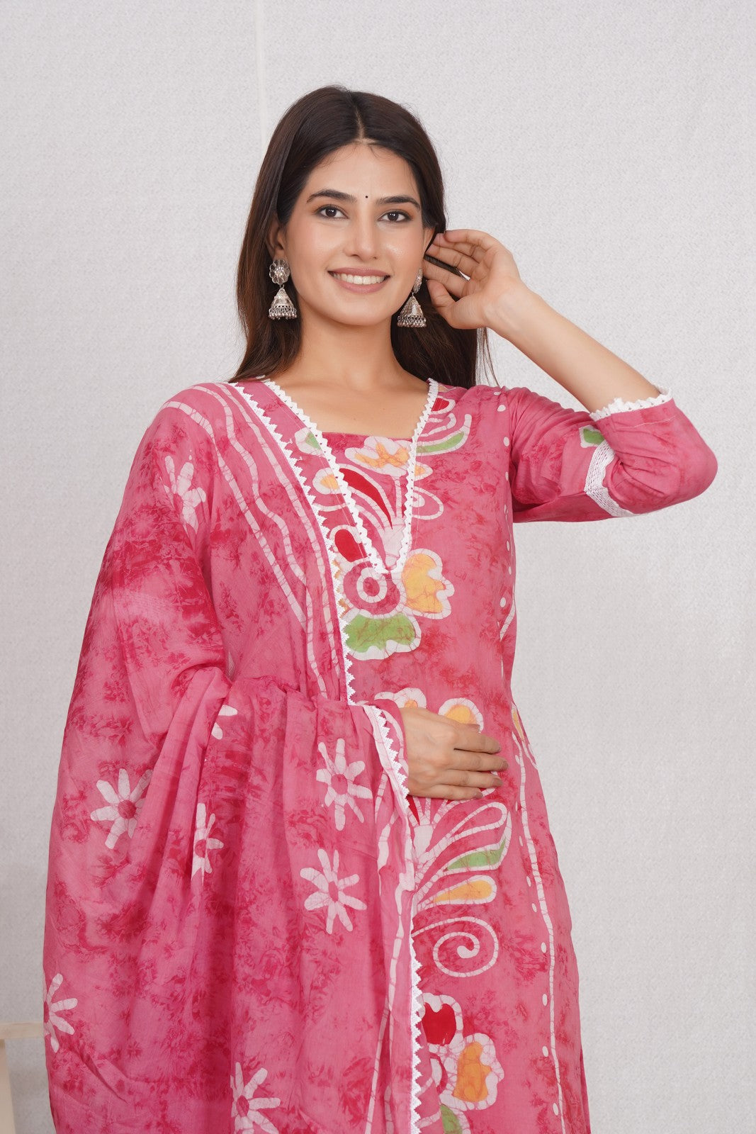 Buy Pink Batik Print Beautiful Suit Set Online