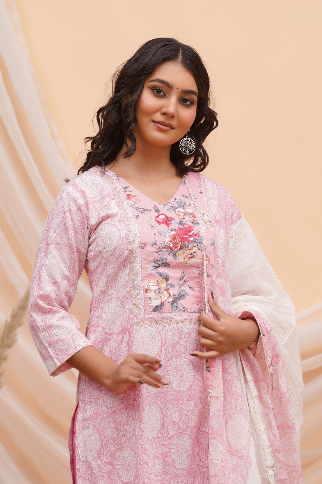 Buy Pink Jaipuri Print Beautiful Hand Work Suit Set Online