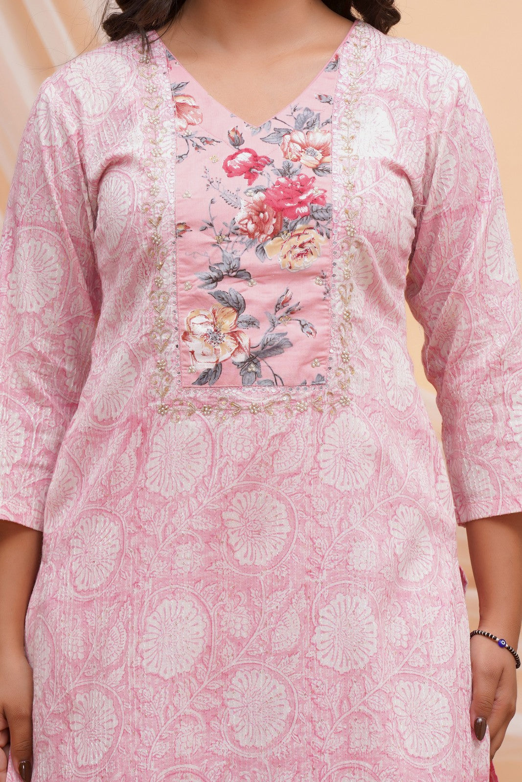Buy Pink Jaipuri Print Beautiful Hand Work Suit Set Online