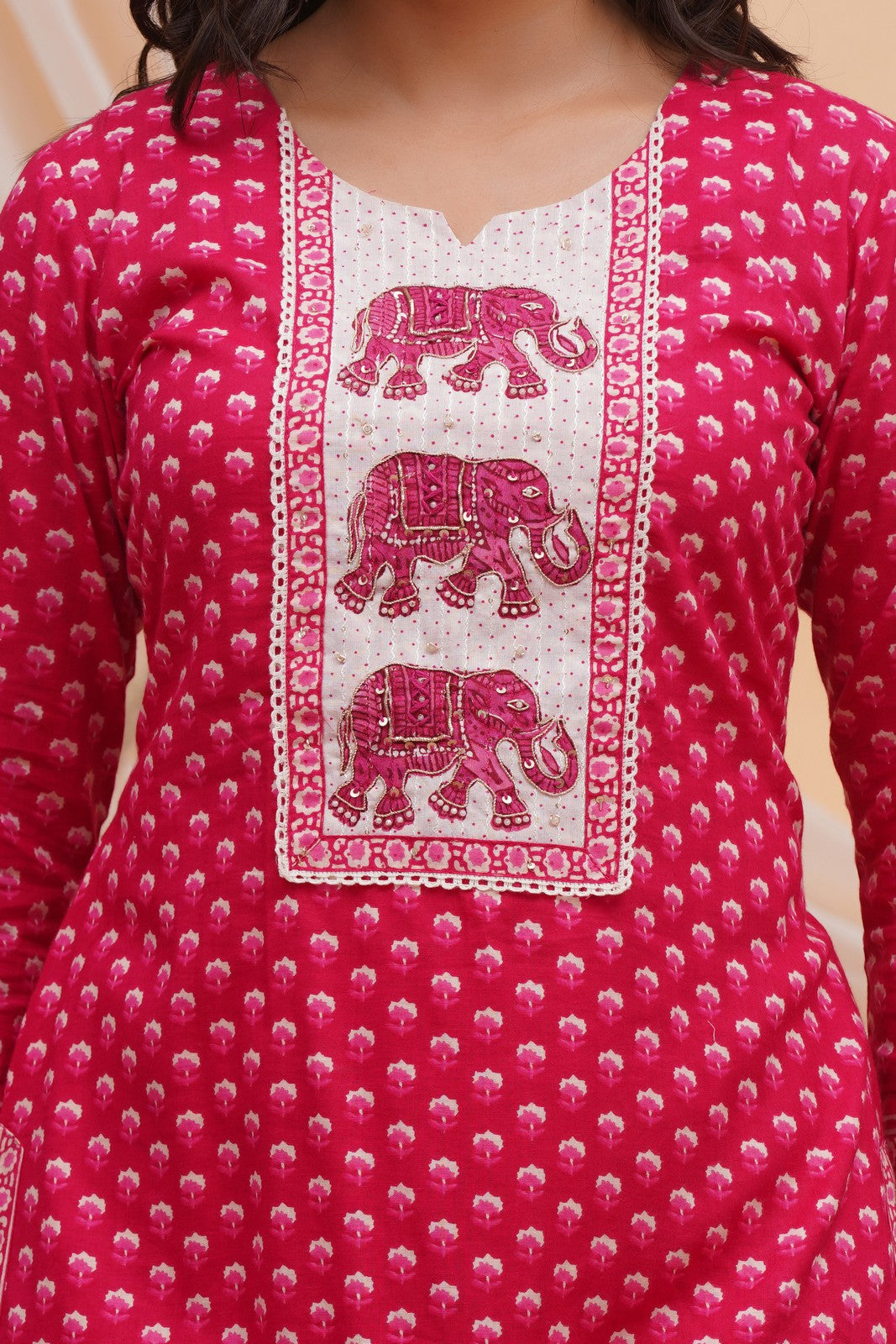 Buy Pink Hand Block Print Beautiful Traditional Suit Set Online