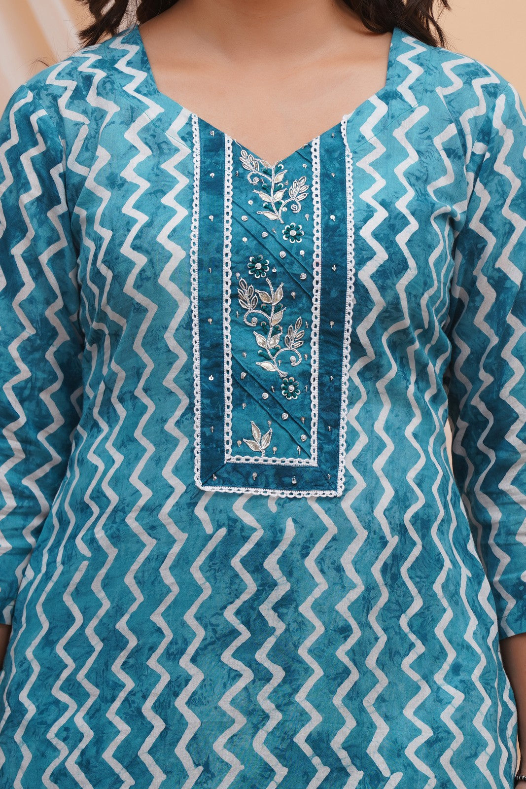 Buy Blue Block Print Latest Suit Set Online