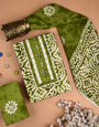 Hand Block Printed Hand Mehndi Color Work Unstitched Dress Material