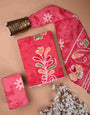 Pink Floral Batik  Print Unstiched Cotton Suit Set