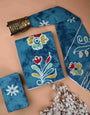 Navy Blue Batik  Print Unstiched Cotton Suit Set
