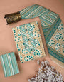 Rama Green Sanganeri Print Handblock Unstiched Dress Material