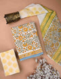 Yellow Cotton Dress Material  with Kota Doria Dupatta