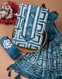 Hand Block Printed Hand Work Unstitched Dress Material