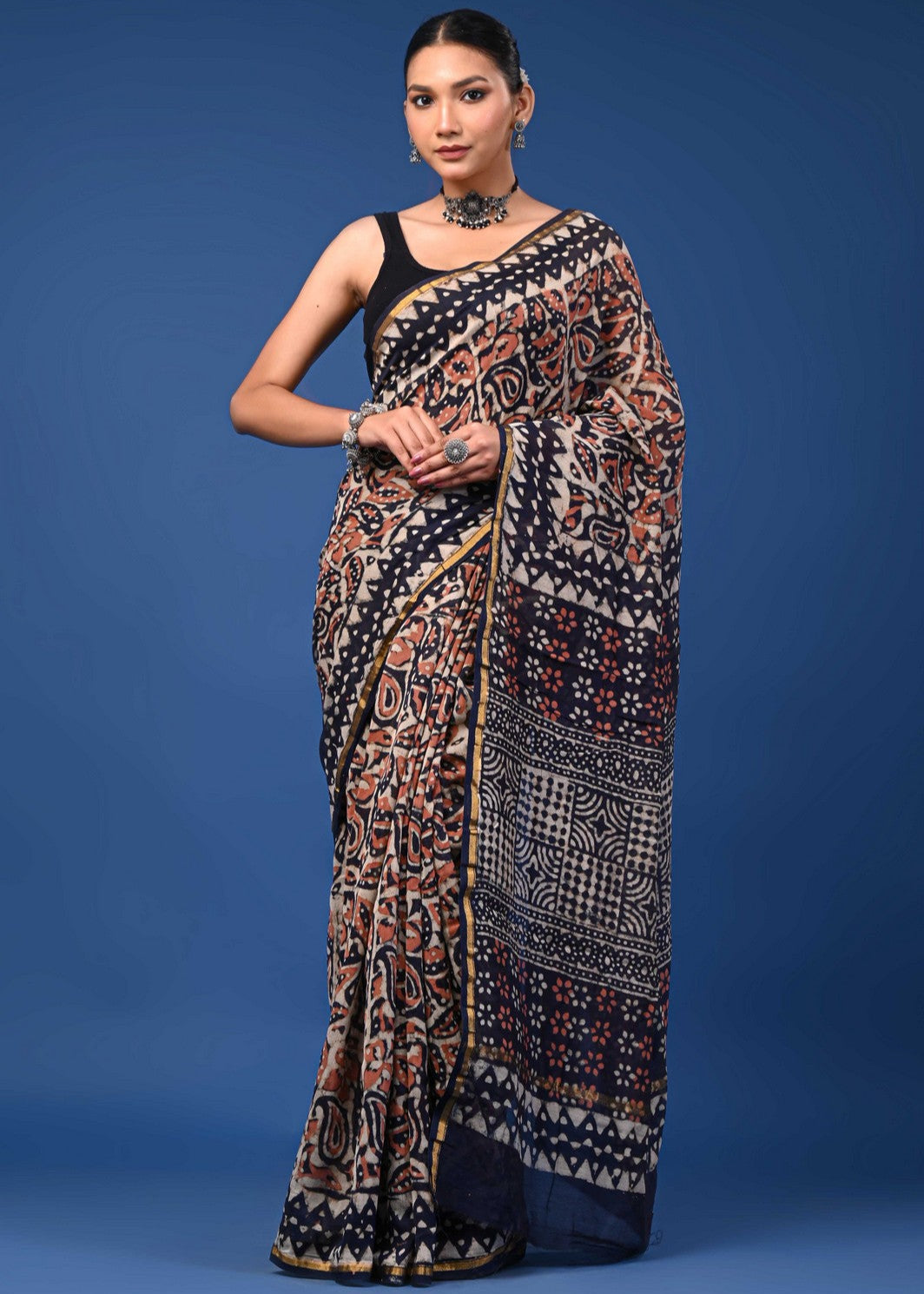 Buy Bagru Hand Block Print Mul Cotton Premium Saree Online