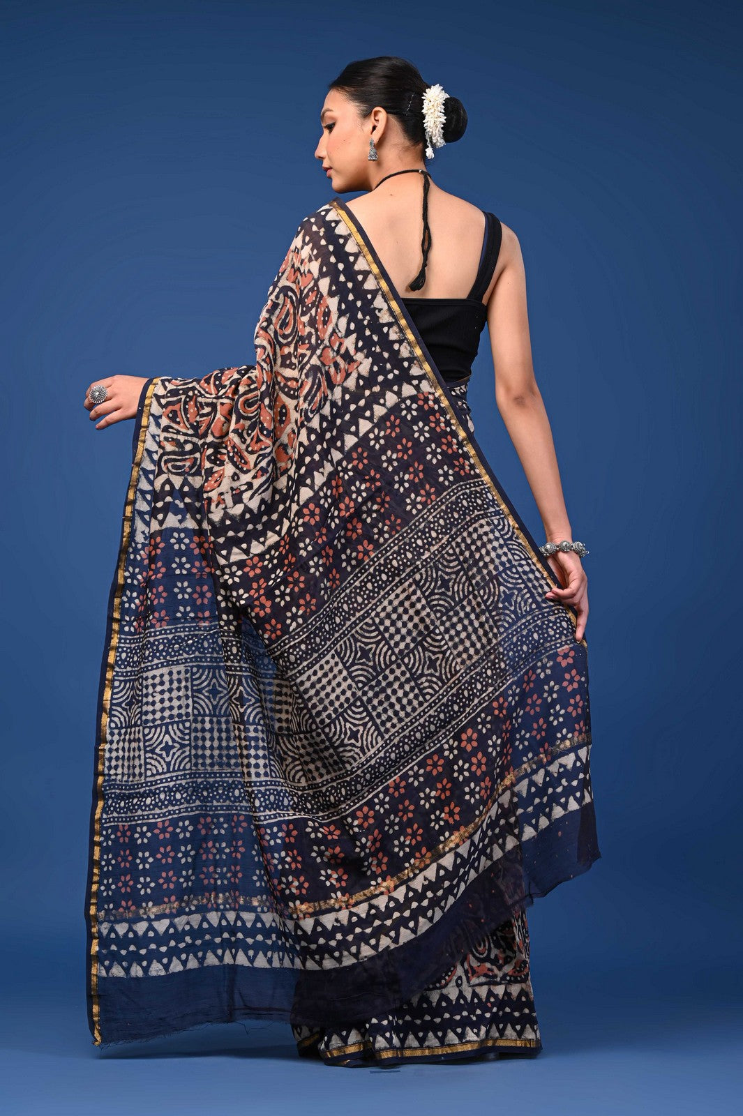 Buy Bagru Hand Block Print Mul Cotton Premium Saree Online
