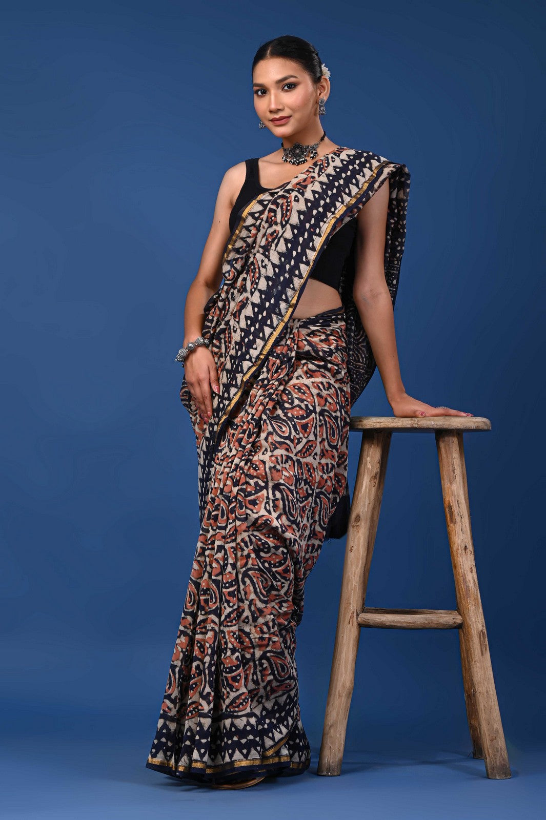 Buy Bagru Hand Block Print Mul Cotton Premium Saree Online