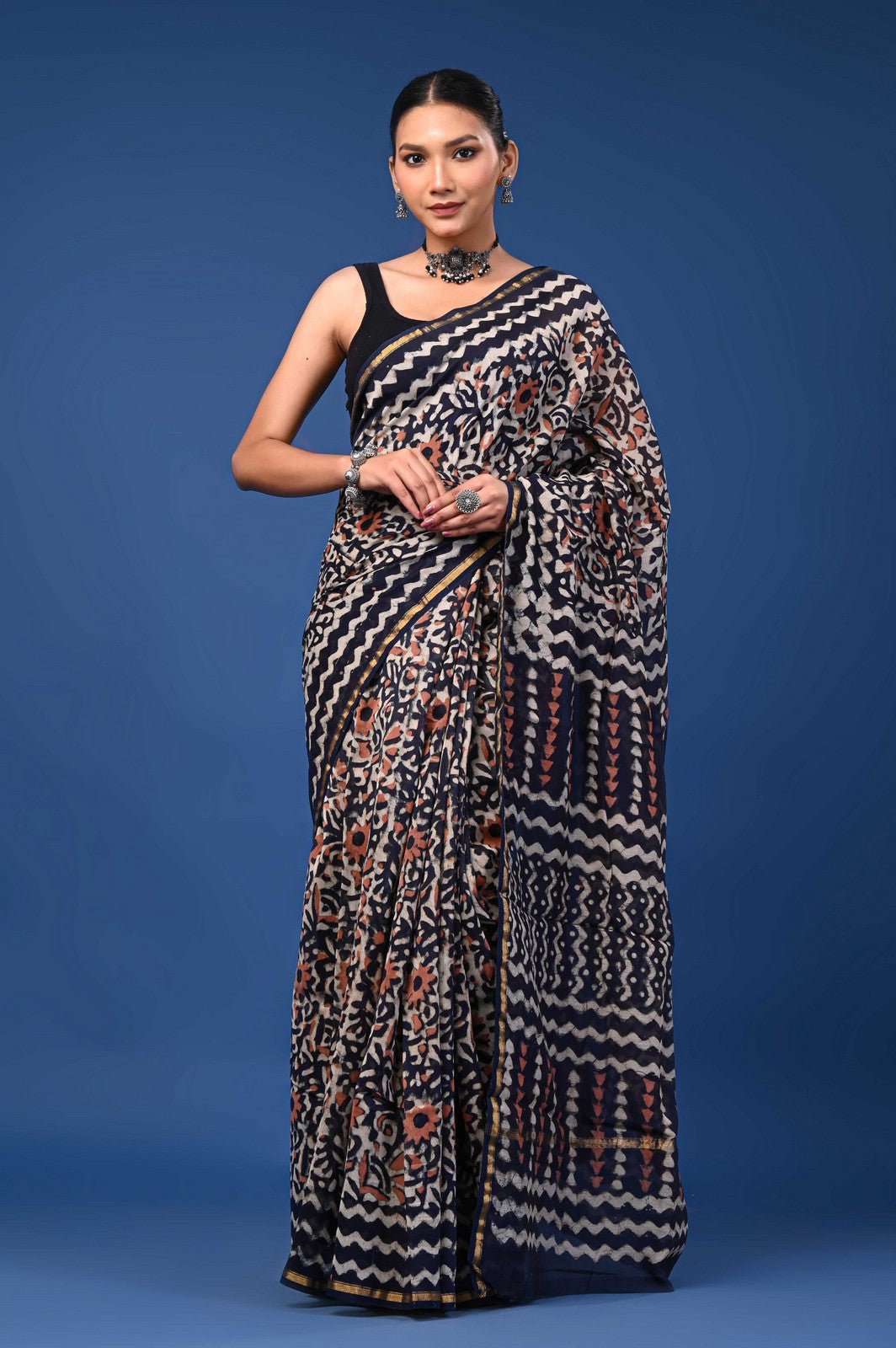 Bagru Hand Block Print Mul Cotton Premium Saree Online