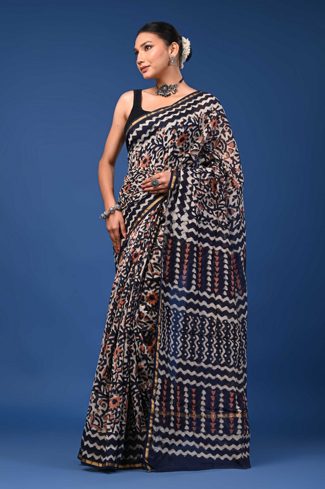 Bagru Hand Block Print Mul Cotton Premium Saree Online
