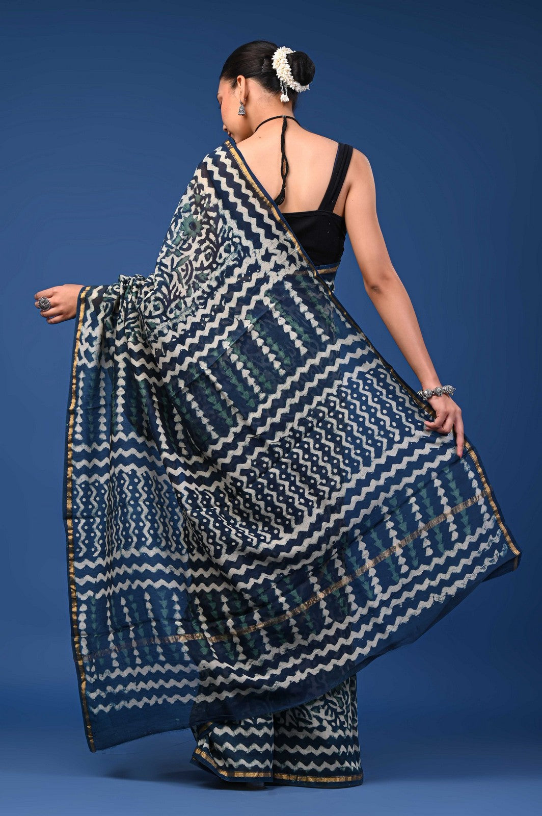 Bagru Hand Block Dabu Print Mul Cotton Premium Saree Online