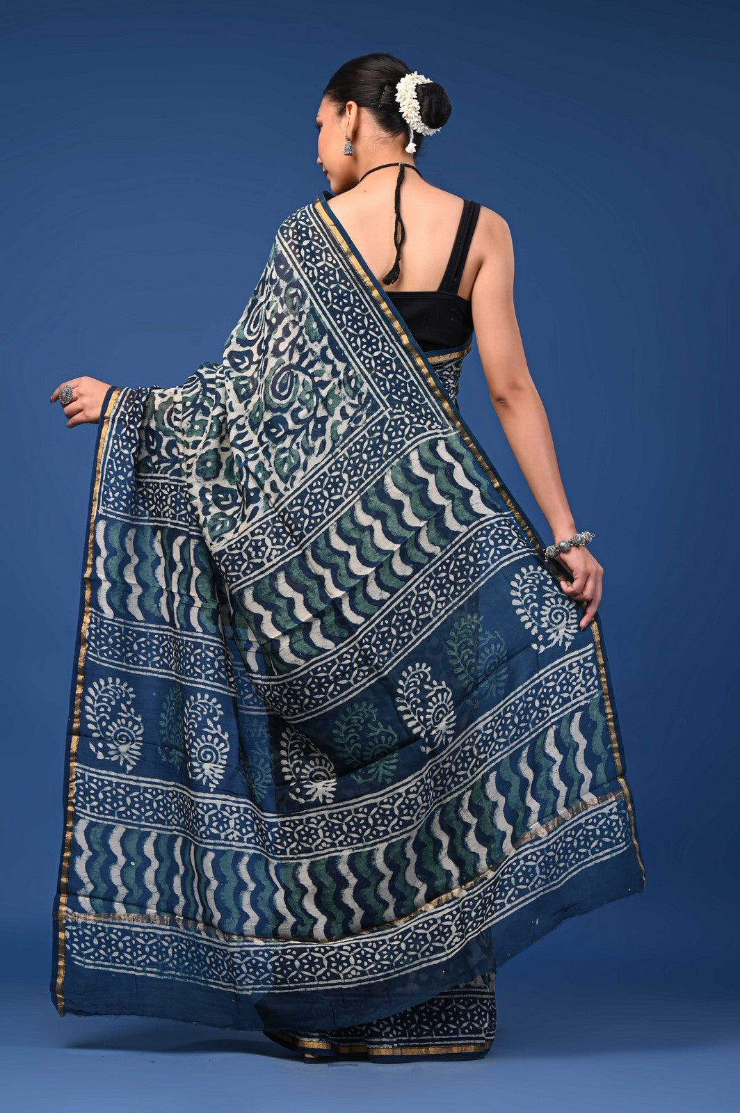Buy Tranding Bagru Hand Block Print Mul Cotton Saree