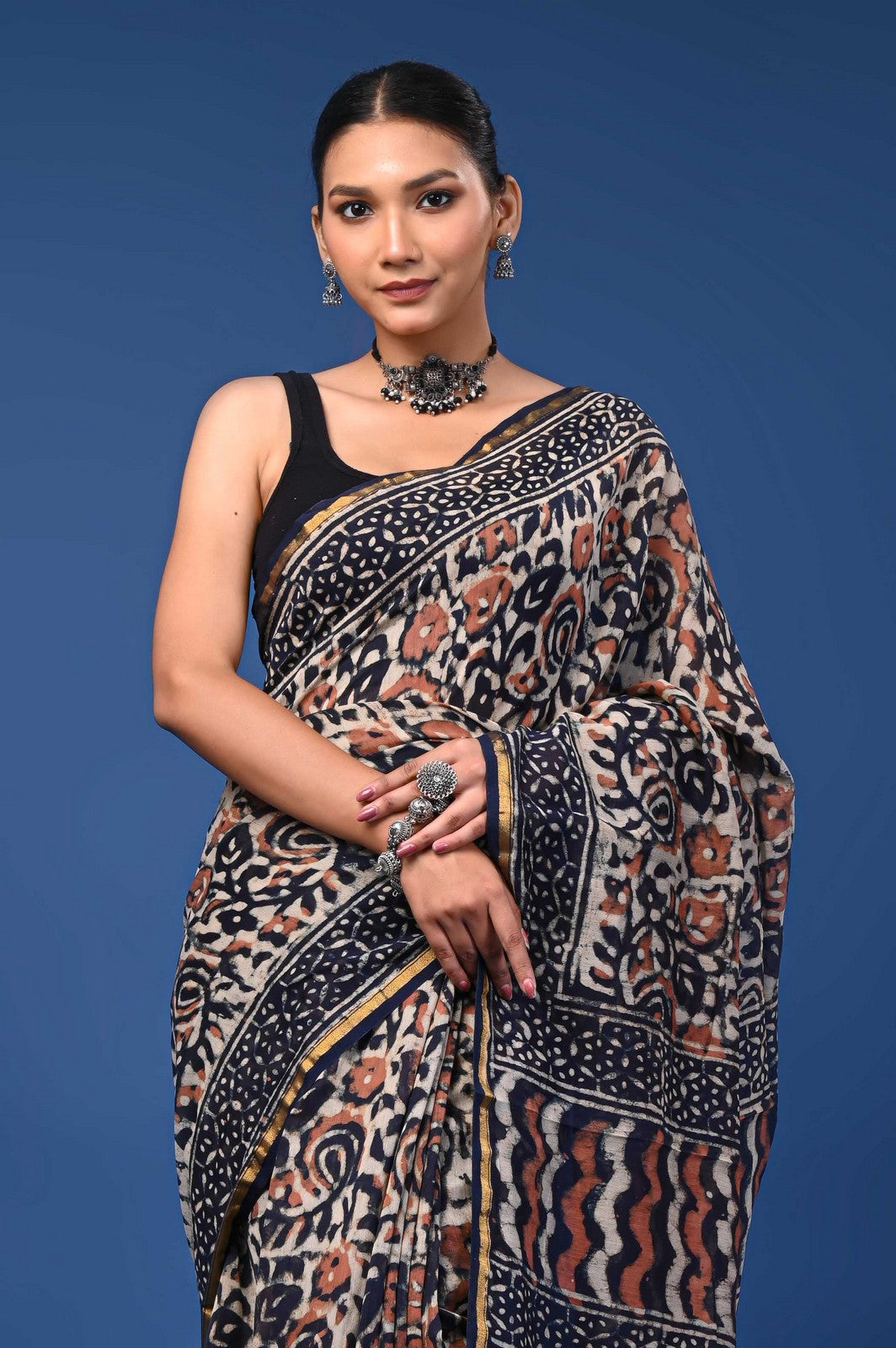 Buy Latest Bagru Hand Block Print Mul Cotton Saree
