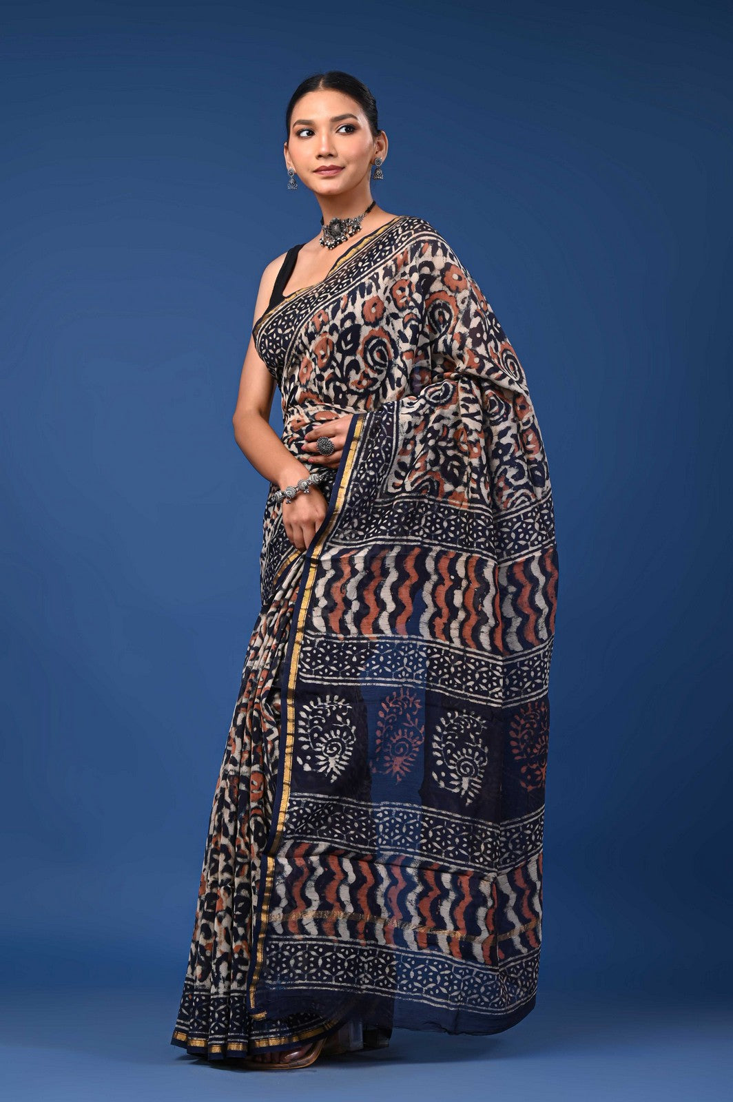 Buy Latest Bagru Hand Block Print Mul Cotton Saree