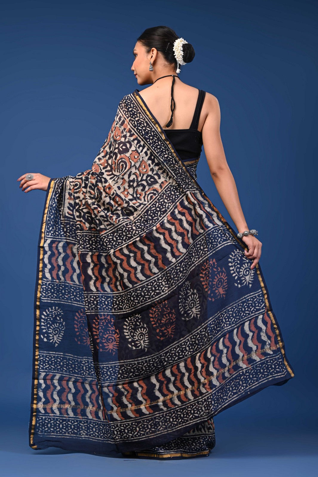 Buy Latest Bagru Hand Block Print Mul Cotton Saree