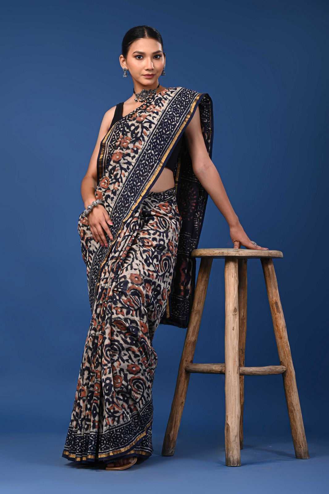 Buy Latest Bagru Hand Block Print Mul Cotton Saree