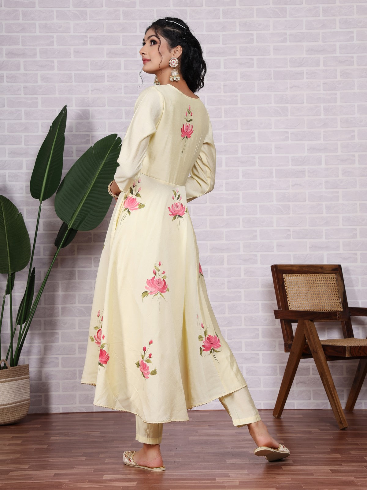 Buy Light Yellow Handpainted Suit Set