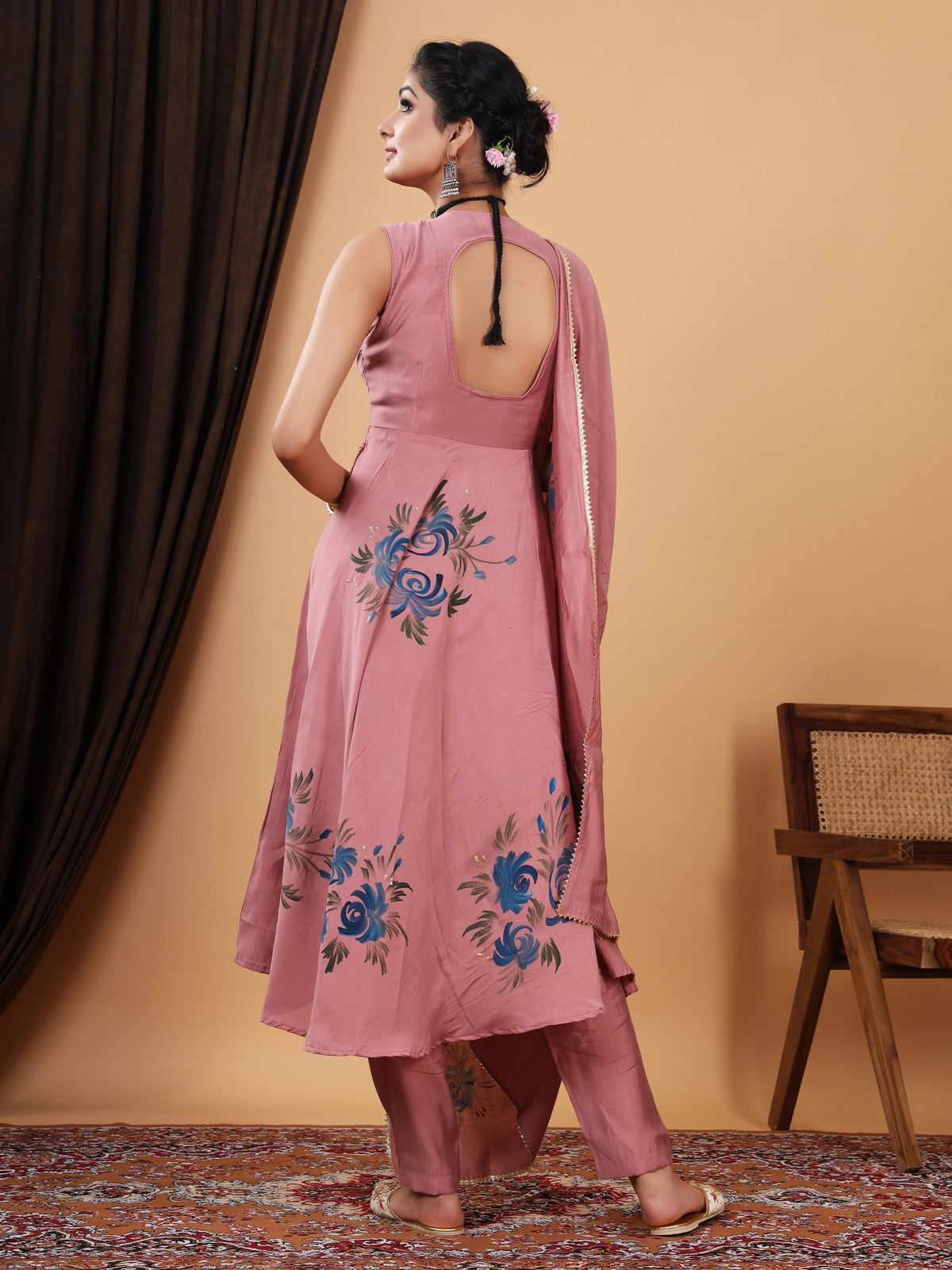 Buy Beautiful Handpainted  Modal Silk Suit Set