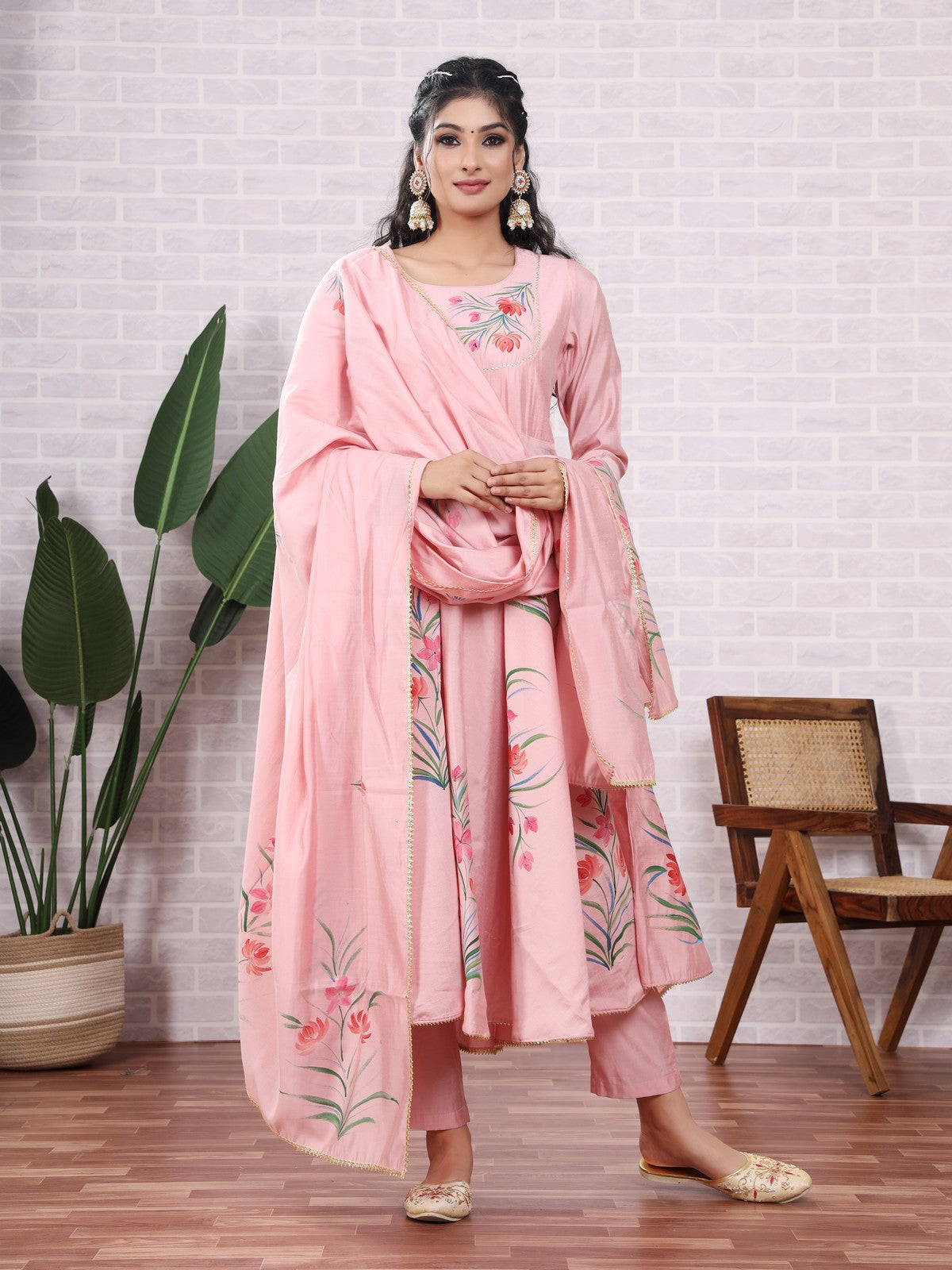 Buy Pink Handpainted Suit Set