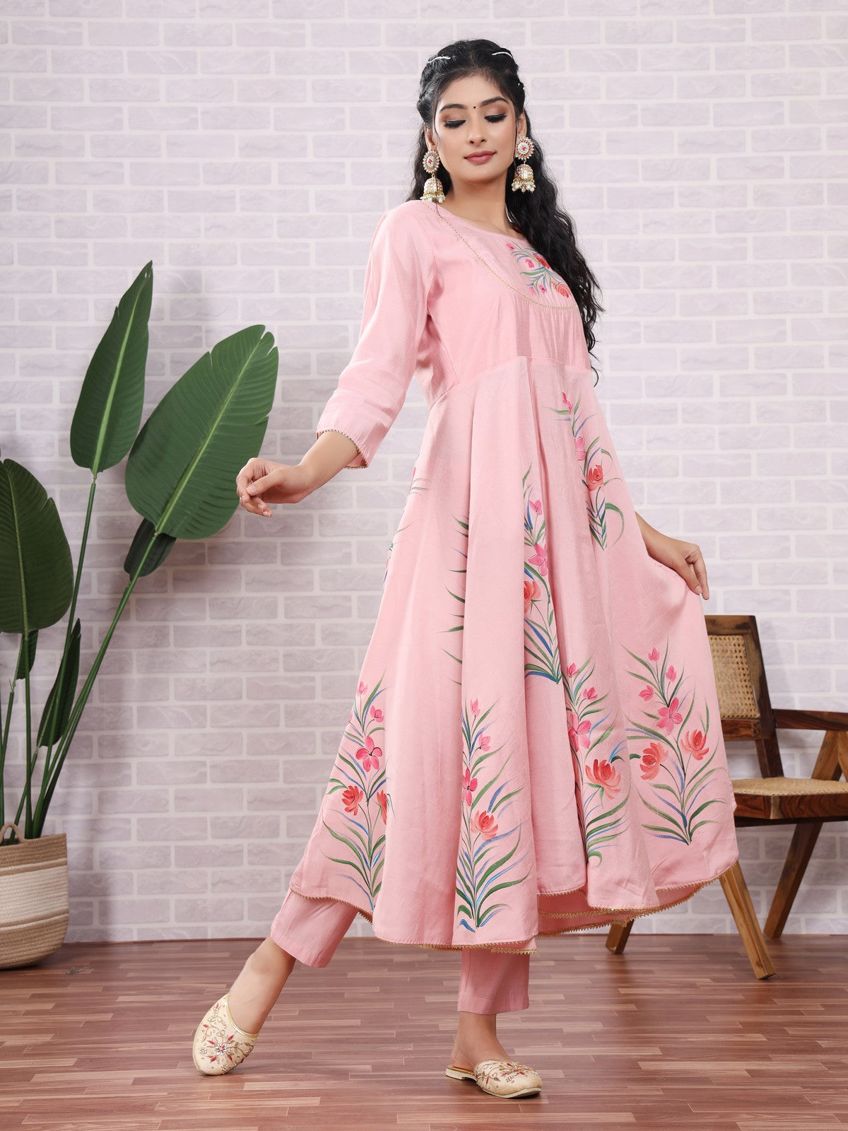 Buy Pink Handpainted Suit Set