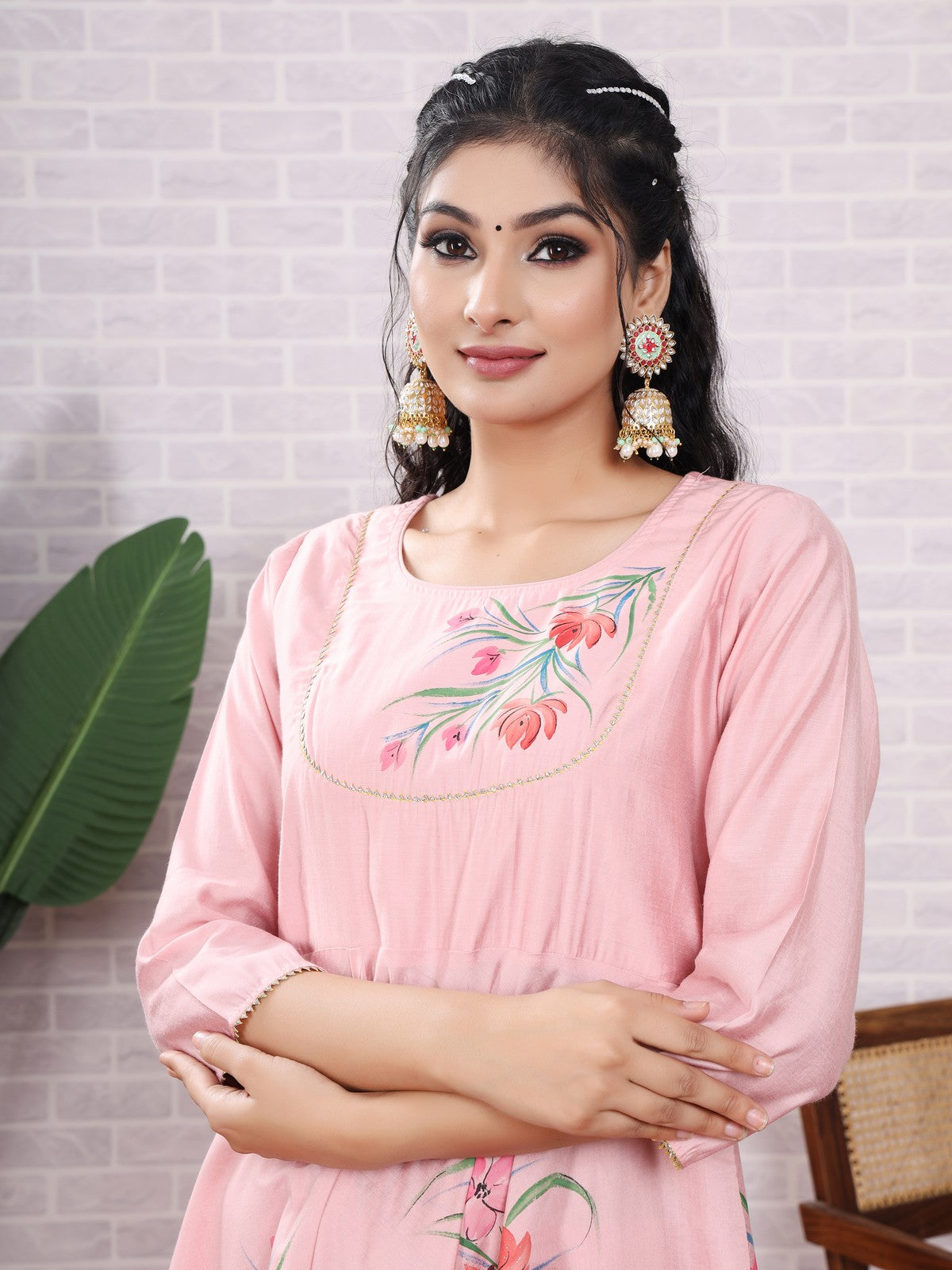 Buy Pink Handpainted Suit Set