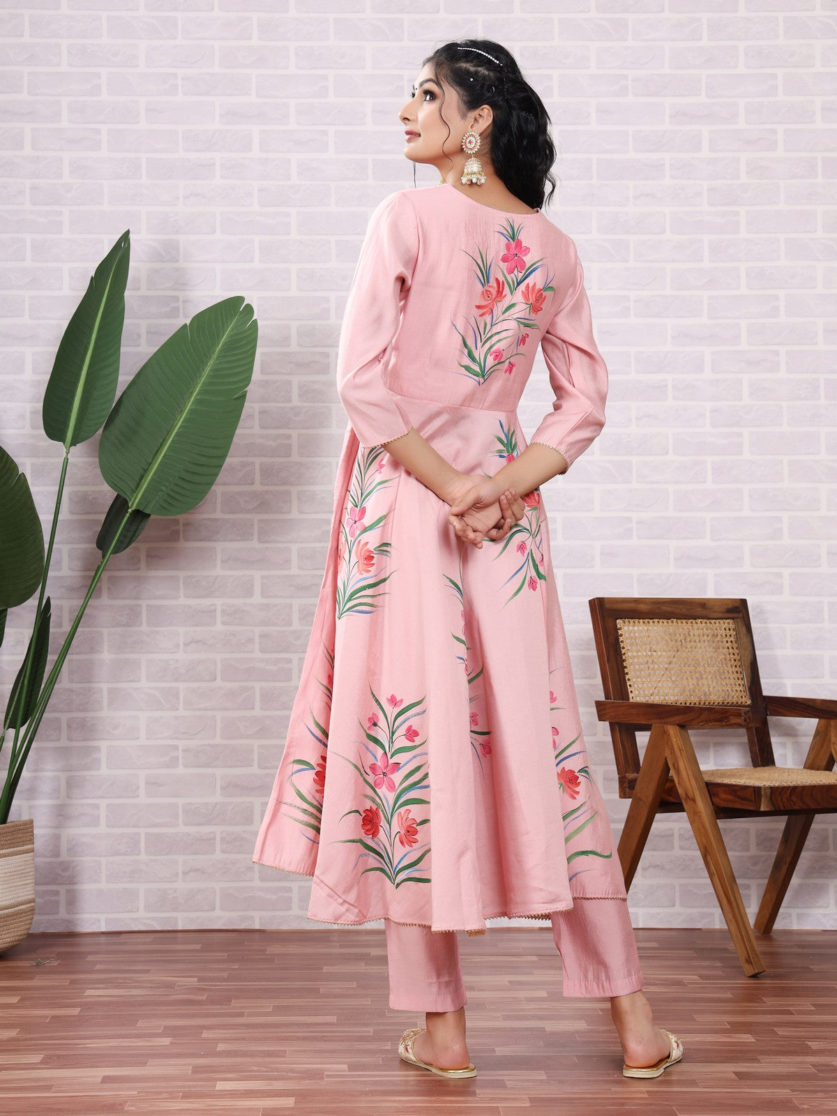 Buy Pink Handpainted Suit Set