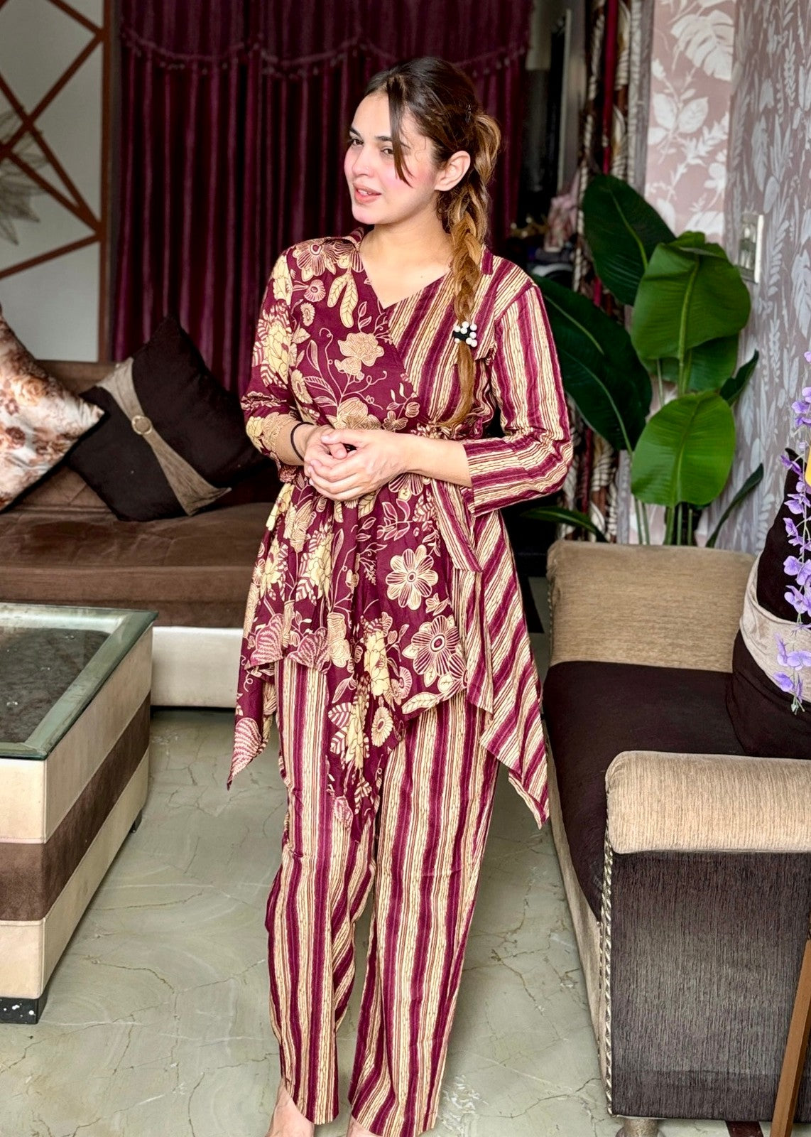 Beautifully Designed Cotton Jaipuri Print Co-Ord Set