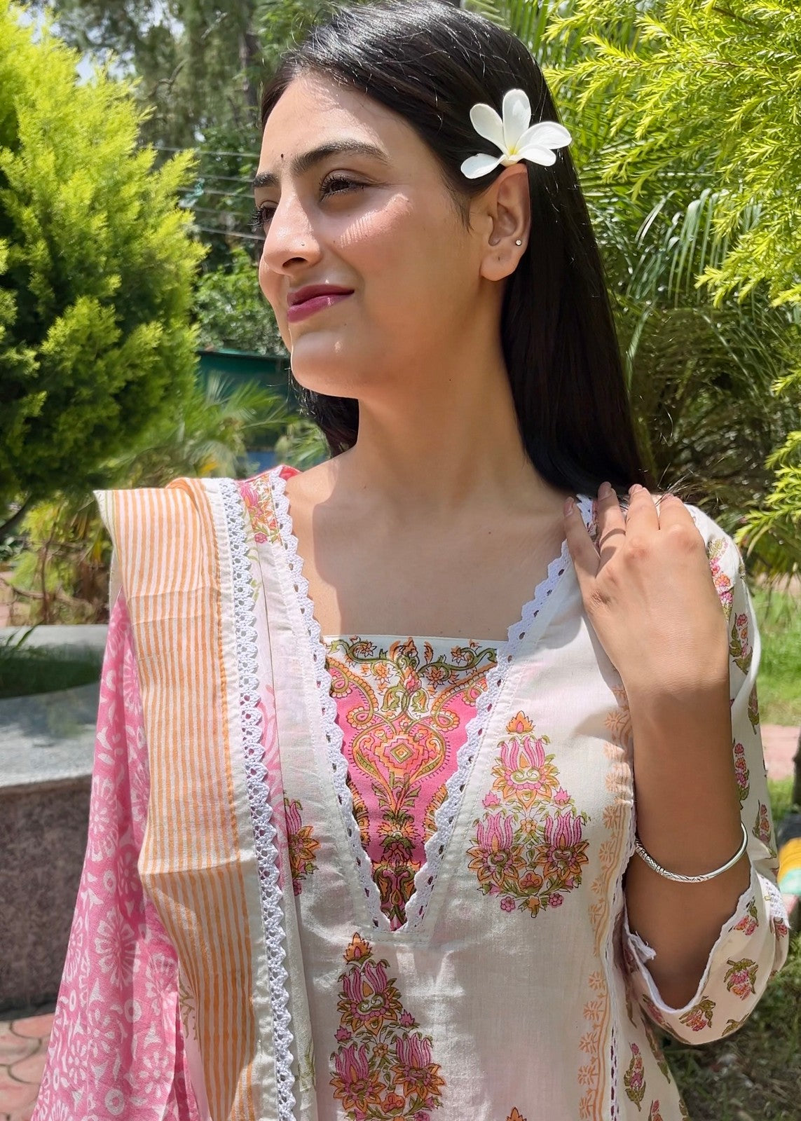 Buy Online Hand Block Sanganeri Printed Suit Set