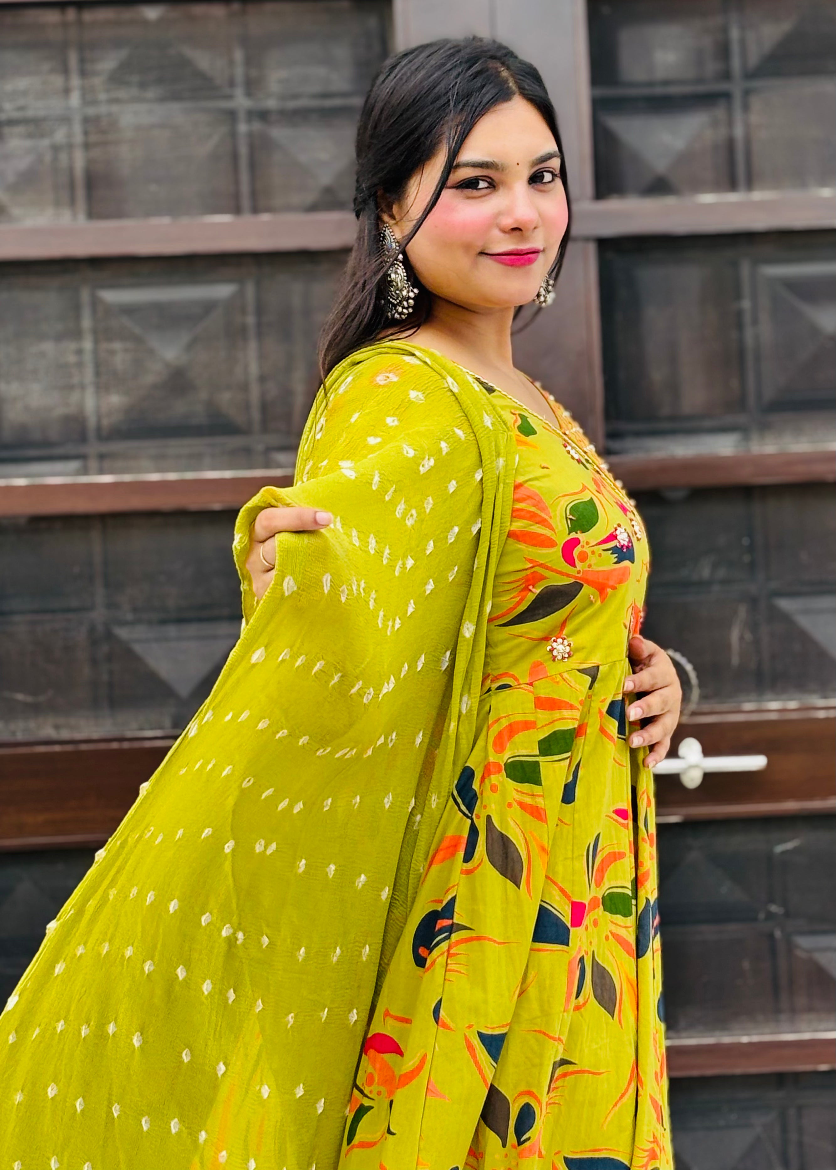 Buy Parrot Color Jaipur Cotton Anarkali Suit Set Online