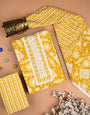 Yellow Sanganeri Print Unstiched Dress Material