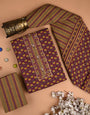 Maroon Hand Block Printed Cotton Unstiched Suit Set