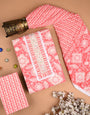 Pink Sanganeri Print Unstiched Dress Material