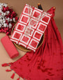Red Sanganeri Print Unstiched Dress Material