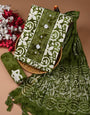 Green Batik Print Unstiched Dress Material