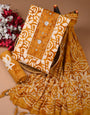 Yellow Batik Print Unstiched Dress Material