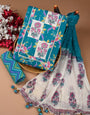 Multicolor Suit With Chiffon Dupatta Unstiched Set