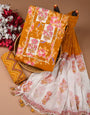 Yellow Suit With Chiffon Dupatta Unstiched Set