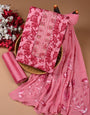 Pink Suit Cotton With Chiffon Dupatta