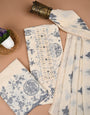 Blue Tie-Dye Kurta with Embroidery And Unstiched Material