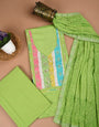 Green Chikankari Unstiched Dress Material