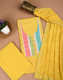 Yellow Chikankari Unstiched Dress Material