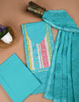 Blue Chikankari Unstiched Dress Material
