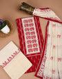 Red Traditional Sanganeri Print Unstiched Kurta Set